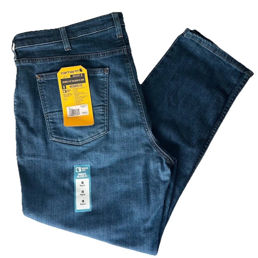 Carhartt Size 18 Women's REGULAR Rugged Flex Relaxed Fit Jeans, BD5383-W, NWT A